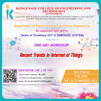 One Day Workshop on Recent Trends in Internet of Things 2023 Workshop Poster